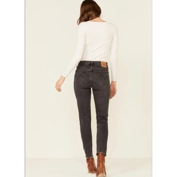 Levi's 501 Skinny Denim Jeans Washed Black 26 Button Fly‎ Frayed Hem Classic - Picture 2 of 16